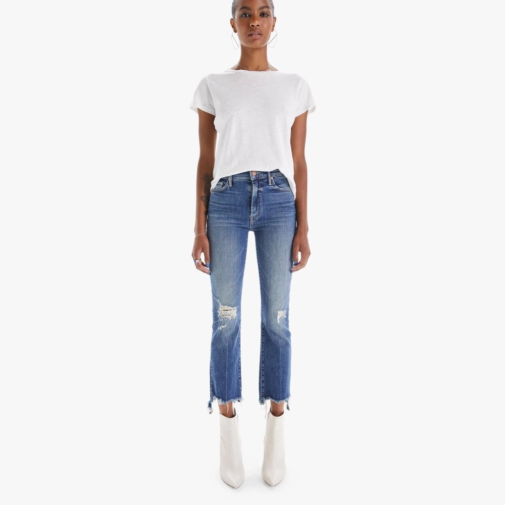 mother denim insider crop step chew - dancing on coals